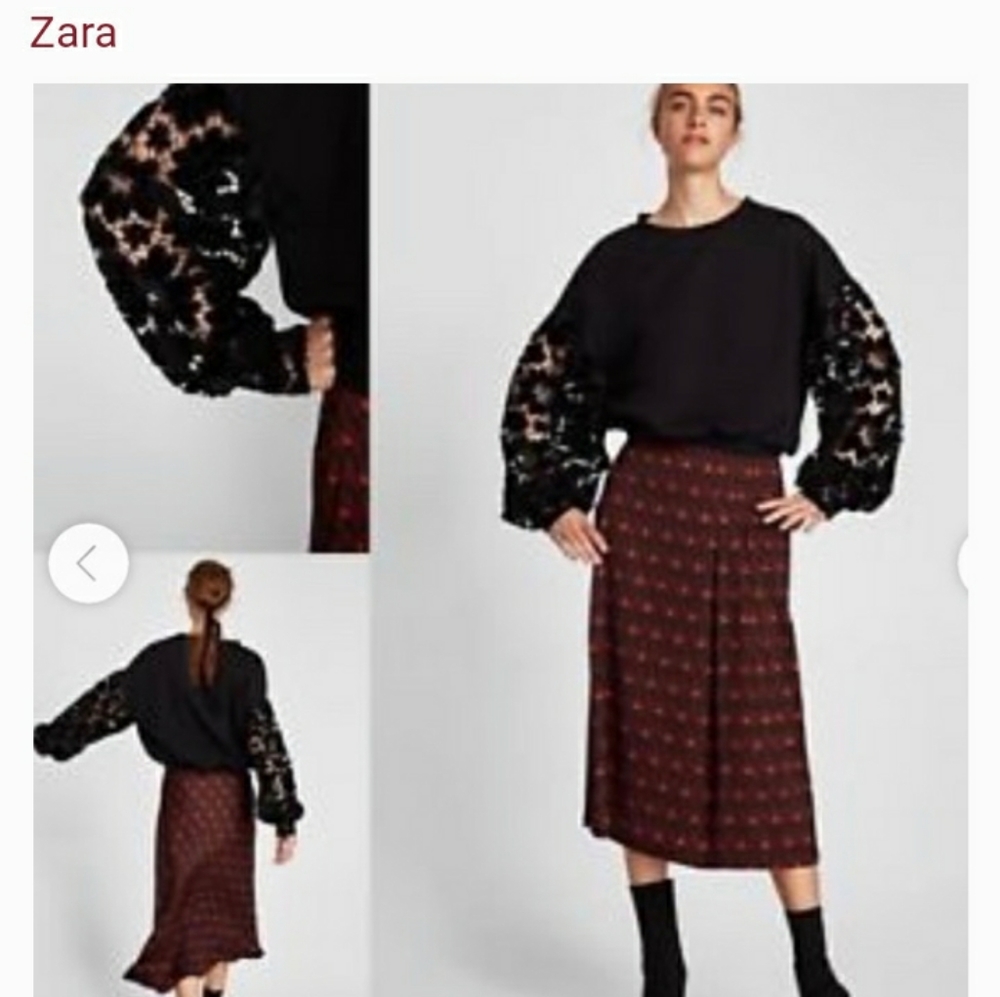 Zara Floral cutout velvet sleeves sweatshirt - Picture 2 of 2